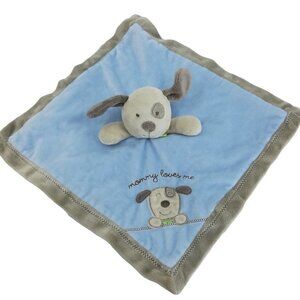 Carters Puppy Dog Mommy Loves Me Embroidered Lovey Lovie Security Blanket Blue